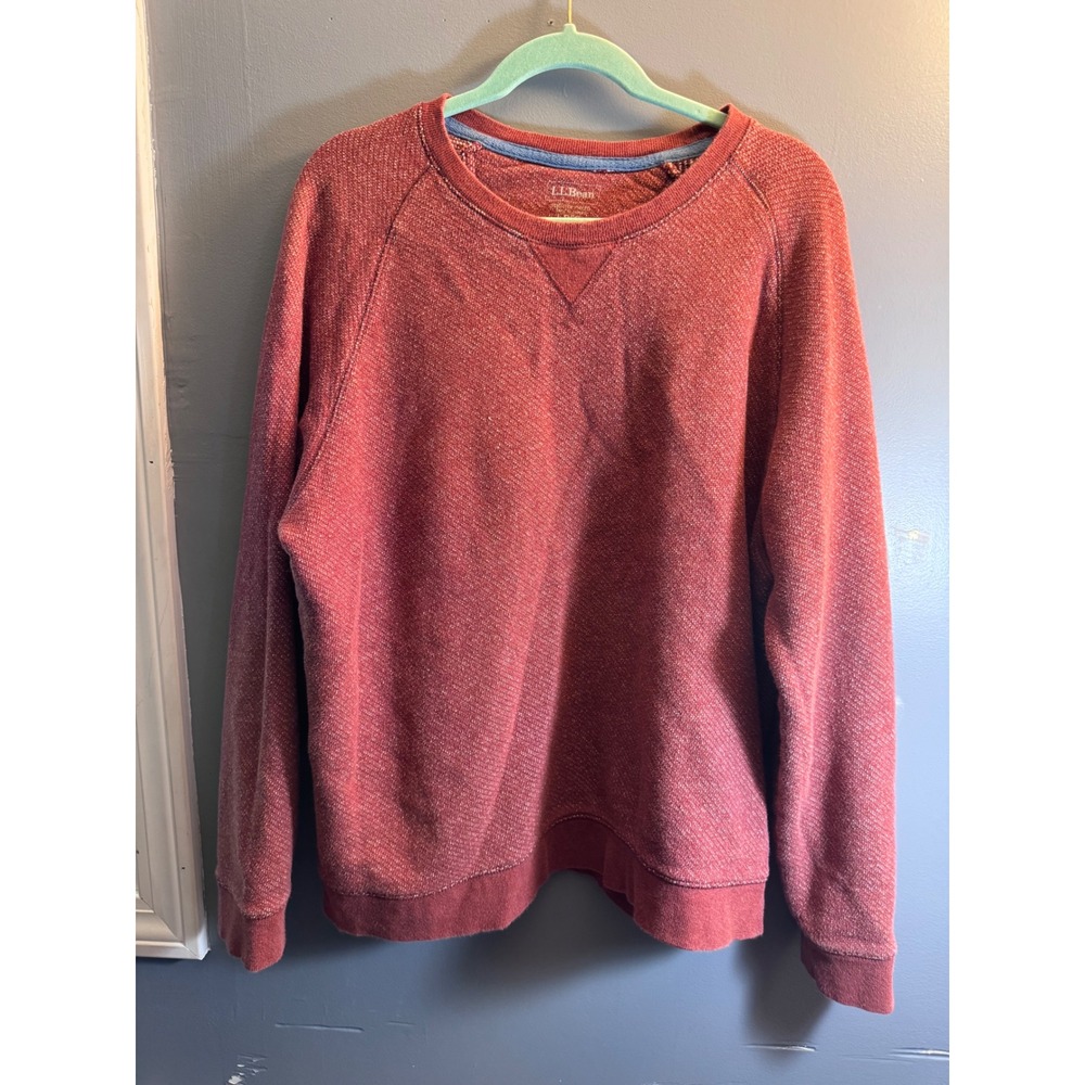 LL Bean Mens Red Cotton Wool Blend Crewneck Sweatshirt 300143 Large Regular